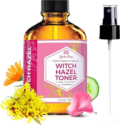 Leven Rose Witch Hazel Alcohol Free Toner Organic Rose Water Calendula 4 oz