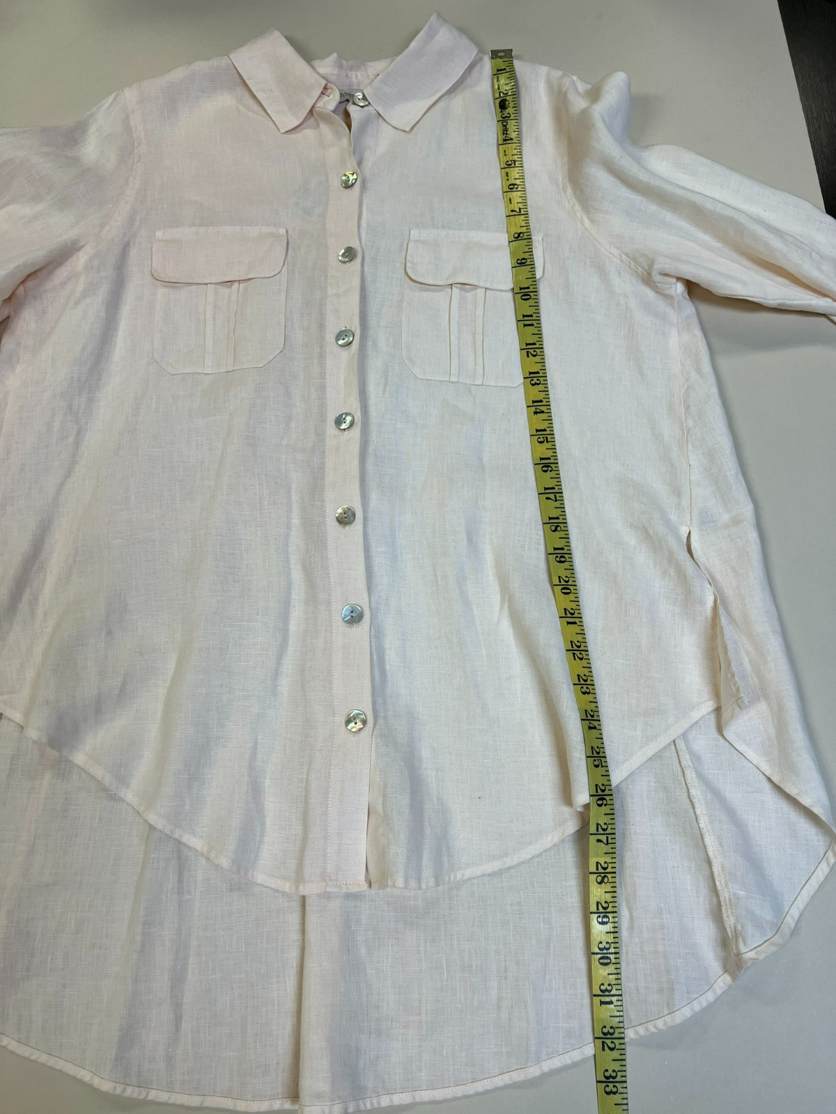 Soft Surroundings Linen Tunic Button Up Shirt Pea… - image 16