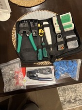 NEW RJ45 Pass Through Networking Crimp Tool Kit Custom Zip Pouch