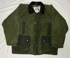 Lewis Creek Waxed Cotton Barn/Chore Jacket Corduroy Collar Olive Green Large