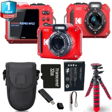 Kodak PIXPRO WPZ2 Digital Camera (Red) + Tripod + Case+ 1 Yr Warranty