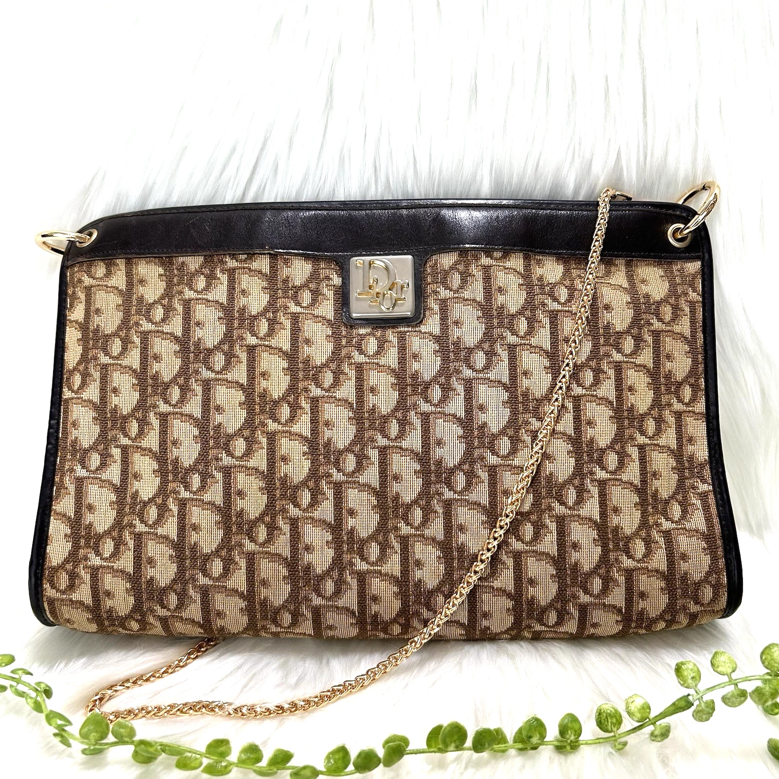 Sac bandoulière Christian Dior trotteur toile marron