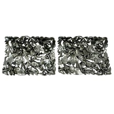 Vintage MUSI Silver Tone Scandi Style Large Rectangle Shoe Clips