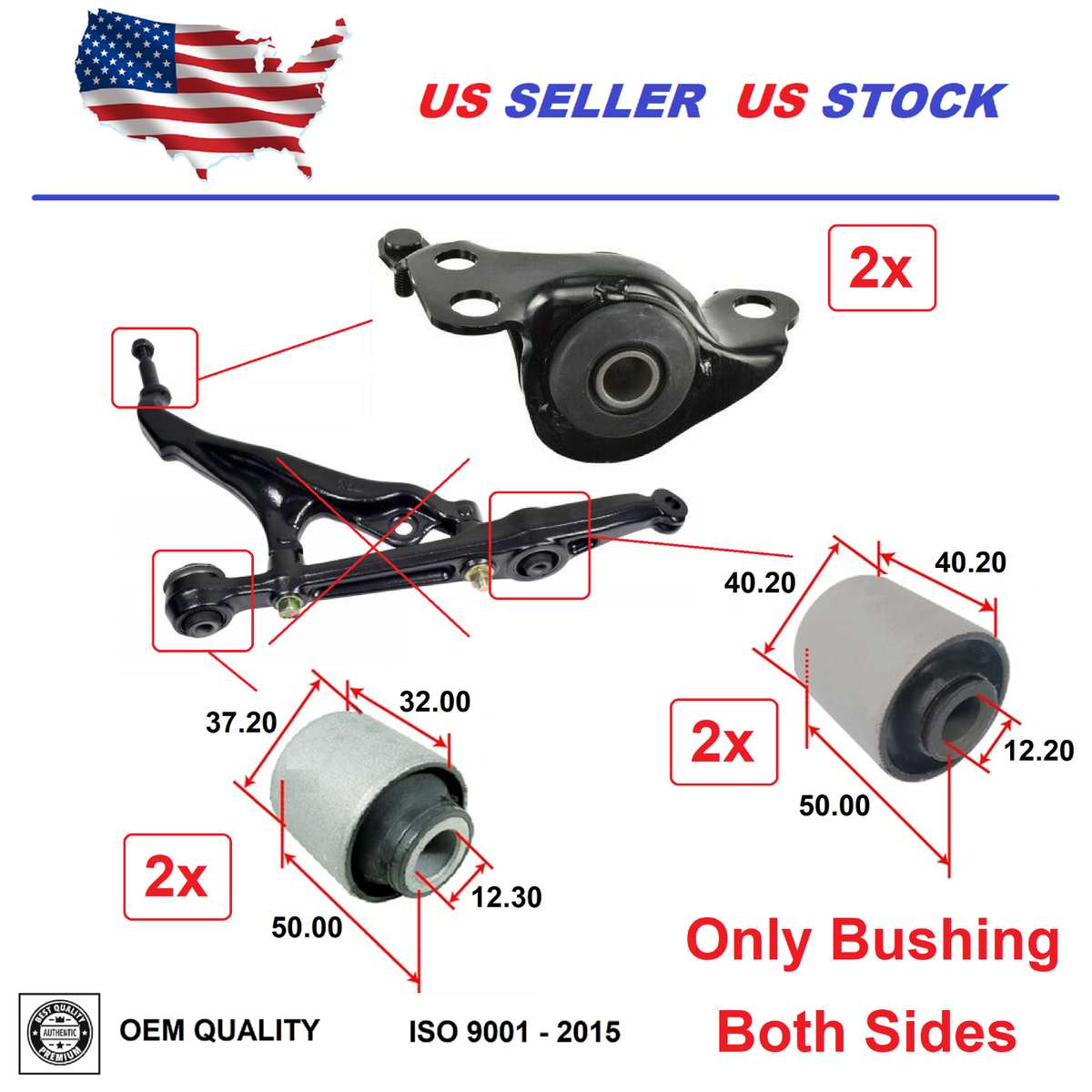 Brazo De Control Inferior Delantero Para Honda Civic 1992-1997 Y Del Sol - Kit De 2 Piezas Con Bujes - Detroit Axle