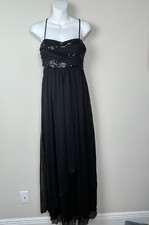 Y2K Goth Whimsigoth Intrigue Black Sequin Babydoll Prom Dress Juniors Size 7 Tie