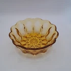 Vintage Depression Light Amber Thick Glass Scalloped Edge Bowl