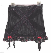 Garter Skirt Belt, Cameo Intimates Lingerie, Sheer ruffles stretch 32 34