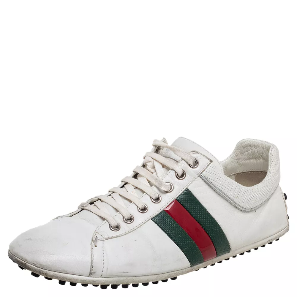 Baskets à lacets en cuir blanc Gucci taille 42