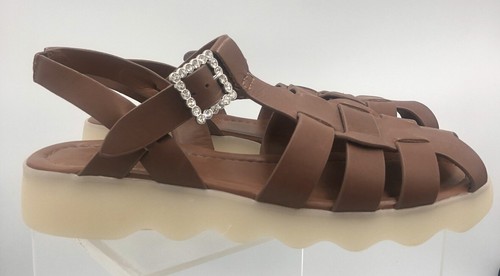 Scarpe aerosol Wagner sandali plateau pelle marrone bling regolabili 9,5 - Foto 4 di 10
