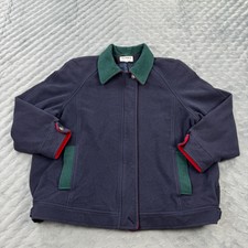 Vintage Peter James Jacket Womens Large Blue Cashmere Wool Lined Full Zip 90s