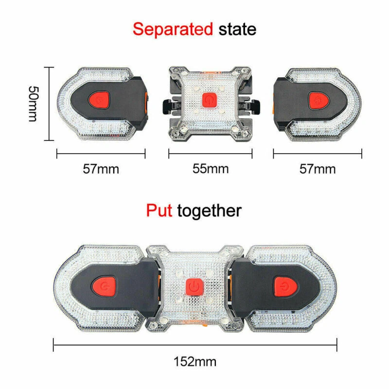 Bike Turn Signals Light Bicycle Front&Rear Indicator w/Smart Wireless Remote USB - Image 4 of 4