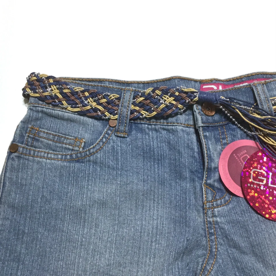 Винтажные женские украшенные джинсовые шорты GLO размер 3 для подростков с плетеным ремнем - Изображение 4 из 4