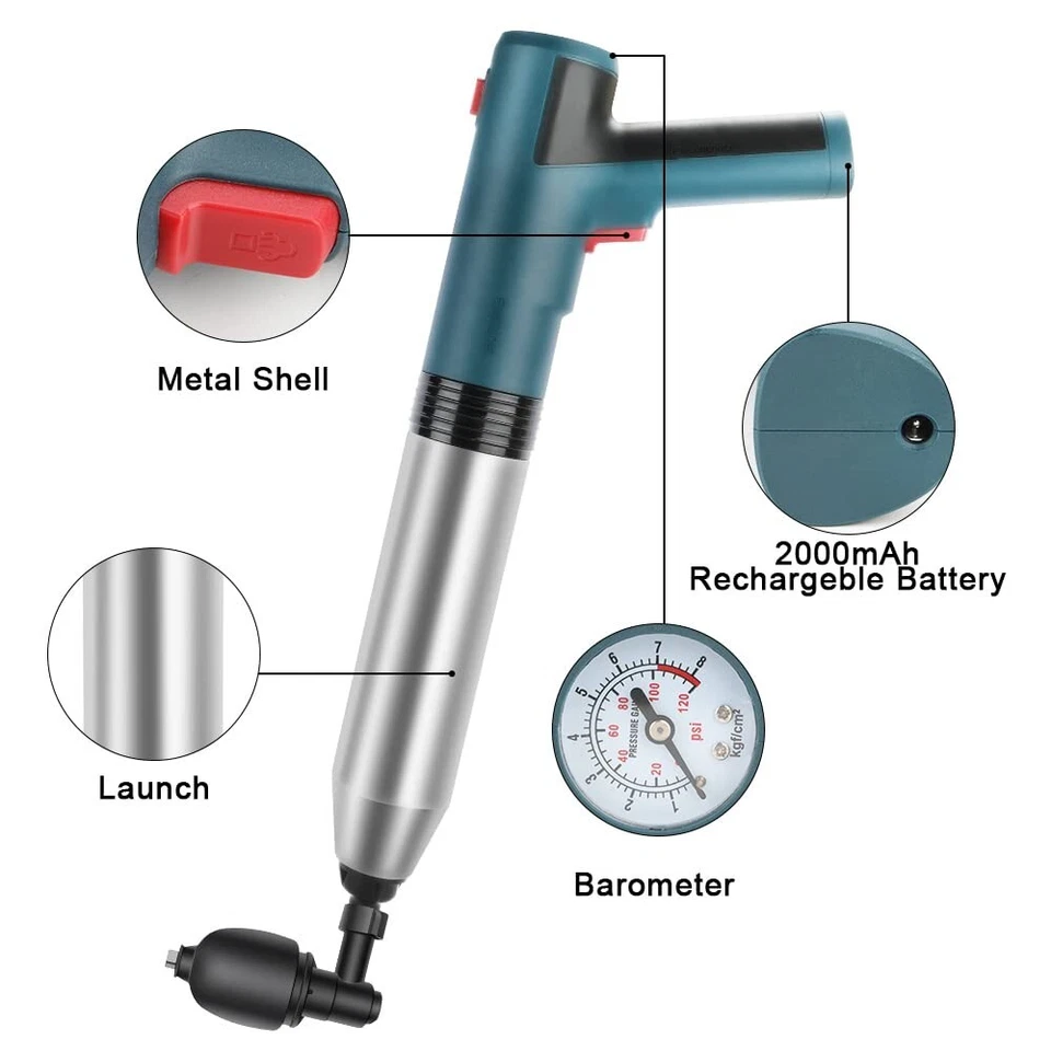 Tormida Electric Toilet Plunger Swift High Pressure Drain Unclogger Plungers - Image 2 of 4