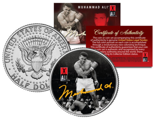 Muhammad Ali "Liston Knockout" JFK  Kennedy Half Dollar US Coin *Licensed* - Afbeelding 1 van 1