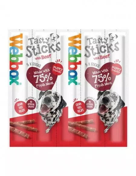 WEBBOX DOGS DELIGHT BEEF TASTY STICKS MEDIUM LARGE BREED DOG PUPPY CHEW TREATS