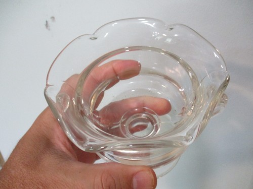 vintage 19th Century Crystal footed clear scalloped rim pedestal candy bowl - Picture 4 of 10