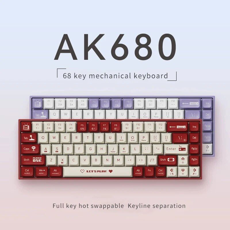 AK680 Mechanical Gaming Keyboard 68 Keys Wired Keyboards Computer Accessories