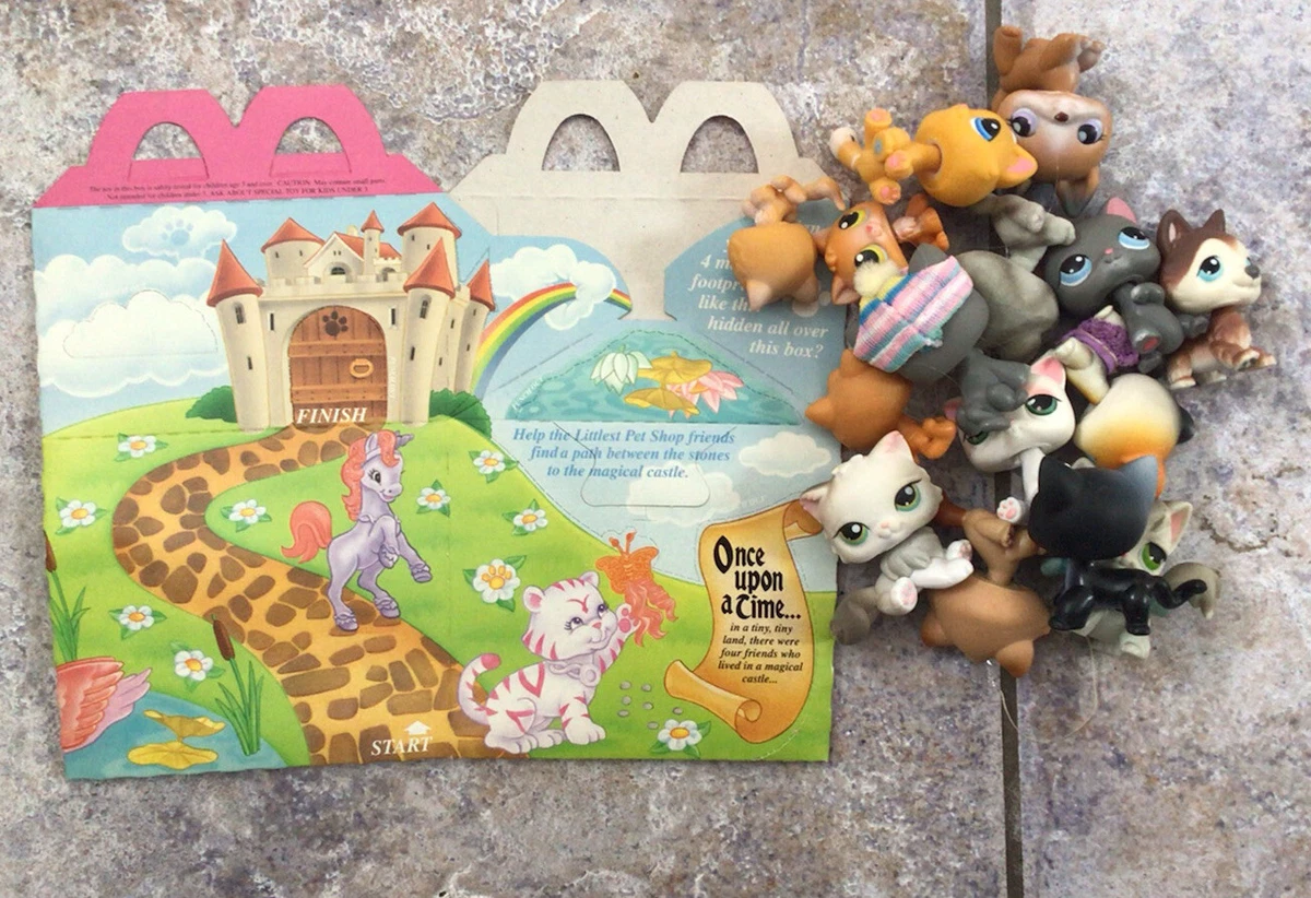 Authentic 10 Pc LPS Play Set 1 Random CAT or DOG 1 Burger 1 Fries