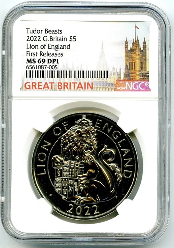 2022 GREAT BRITAIN 5PD NGC MS69 DPL QUEEN'S TUDOR BEASTS LION OF ENGLAND COIN