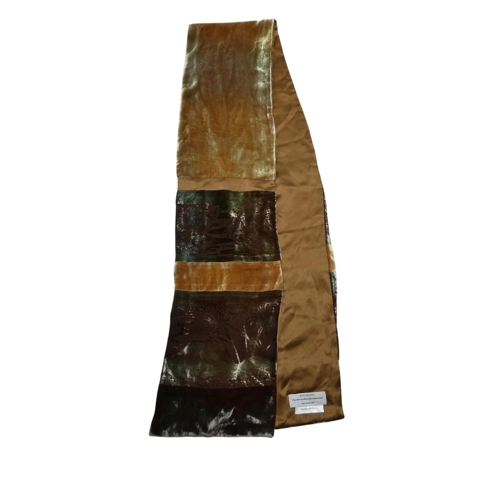 The Metropolitan Museum Of Art Scarf Womens One Size Brown Velvet Floral Art