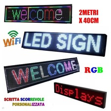 INSEGNA TABELLA LUMINOSA LED WIFI PERSONALIZZATA SCORREVOLE RGB FULL 2Metri x 40