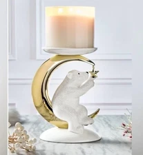Bath & Body Works BEAR & MOON PEDESTAL 3-Wick Candle Holder NEW IN BOX