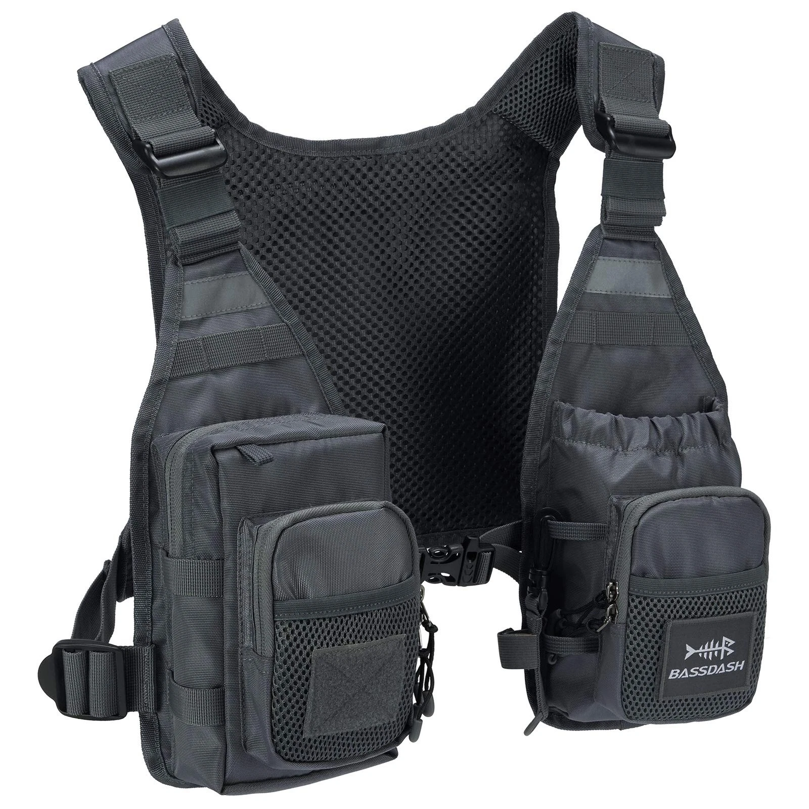BASSDASH FV08 Ultra Lightweight Fly Fishing Vest for Men and One Size, Grey