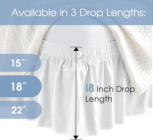 Freshculture Full Bed Skirt, Elastic Wrap around Bed Skirt Full Bed, Easy Fit W - Afbeelding 4 van 12