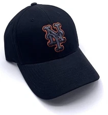 NEW YORK METS BLACK LOGO HAT MVP AUTHENTIC MLB BASEBALL TEAM ADJUSTABLE NEW CAP