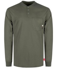 FR Shirts for Men Flame Resistant/Fire Retardant CAT2 7oz Cotton Henley Shirt