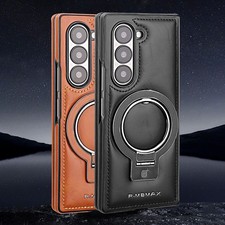 For Samsung Galaxy Z Fold 8 Ultra/7/6/5/4/3 Magnetic Ring Stand PU Leather Case