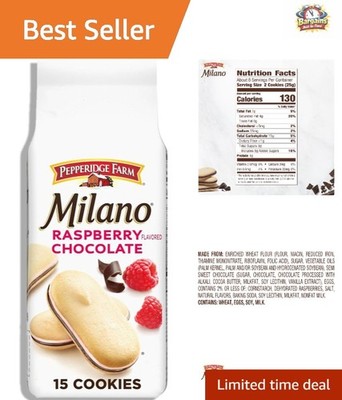 Indulge in Milano Raspberry Chocolate Cookies (7 oz Bag - 15 Crispy Treats)