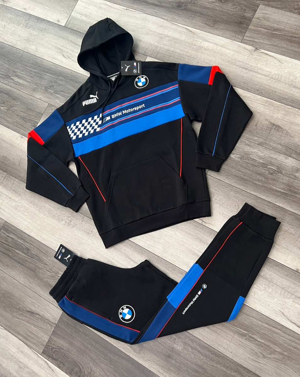 PUMA BMW Motorsports Men's 2 Piece Tracksuit Black Hoodie and