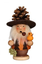 NEW IN BOX Ulbricht Mini Pinecone Man w/Bird- German Smoker/Incense Burner 1-546