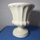 Mid Century Haeger Pottery USA Matte White Ivory Pedestal Planter Vase 6.75"