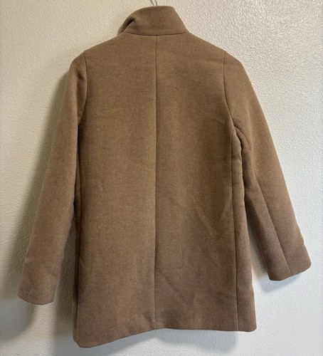 J Crew Factory City Coat Women’s Size 2 Tan Zip Wool Blend Neutral Oatmeal Prep - Picture 2 of 9