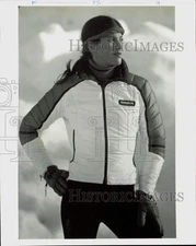 Press Photo Tyrolia's slim-fitting parka with shoulder and arm padding.