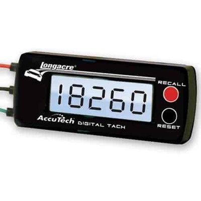 Longacre Racing 44402 AccuTech Digital Memory Tach 0-19 000 RPM Range 3-1/2 w x