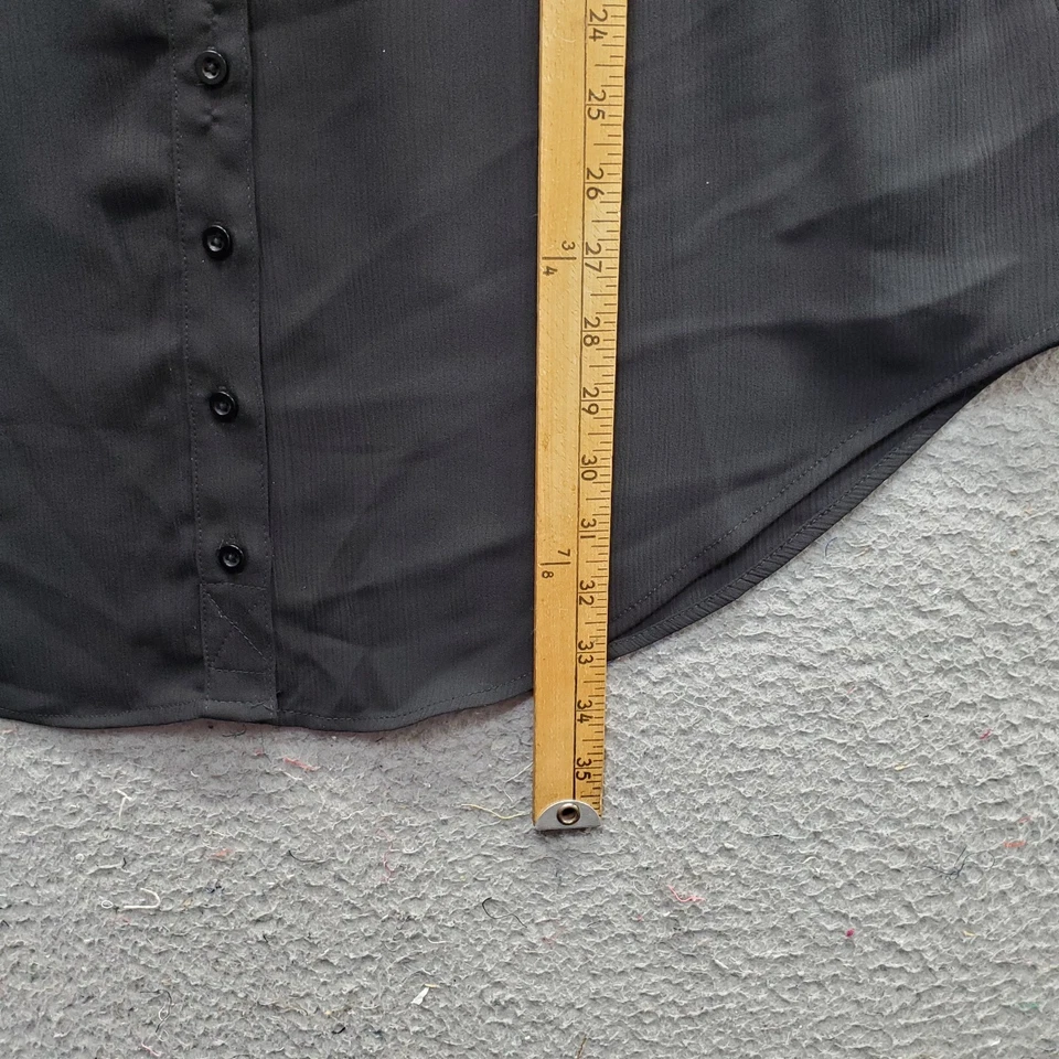 Vestido Camisa Torrid Mini Crepe Encubrimiento Mujer 00 Negro Manga Enrollable Abotonada Foto 3 de 4