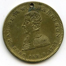 1840 William Henry Harrison Hero of Tippecanoe Hard Times Token Medal - P983