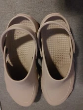 Pair Of Quarx Tan Slip On Clogs Womens 10 Mens 8