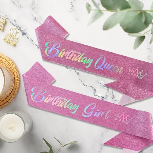Geburtstag Queen Schärpe Glitzer Happy Birthday Schärpe für Frauen Lustig Geburtstagsteil... - Bild 5 von 6