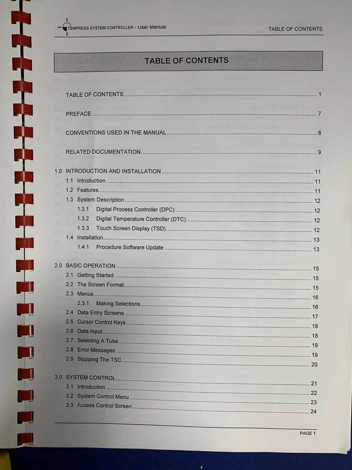 Tempress System Controller User Manual 1998, Used - Image 2 of 4