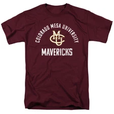 Colorado Mesa University Adult T-Shirt Mavericks Logo, Maroon, S-3XL