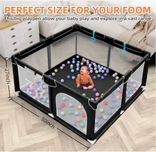 Suposeu Baby Playpen, 50”×50” Baby Playard, Playpen for Babies and Toddlers,