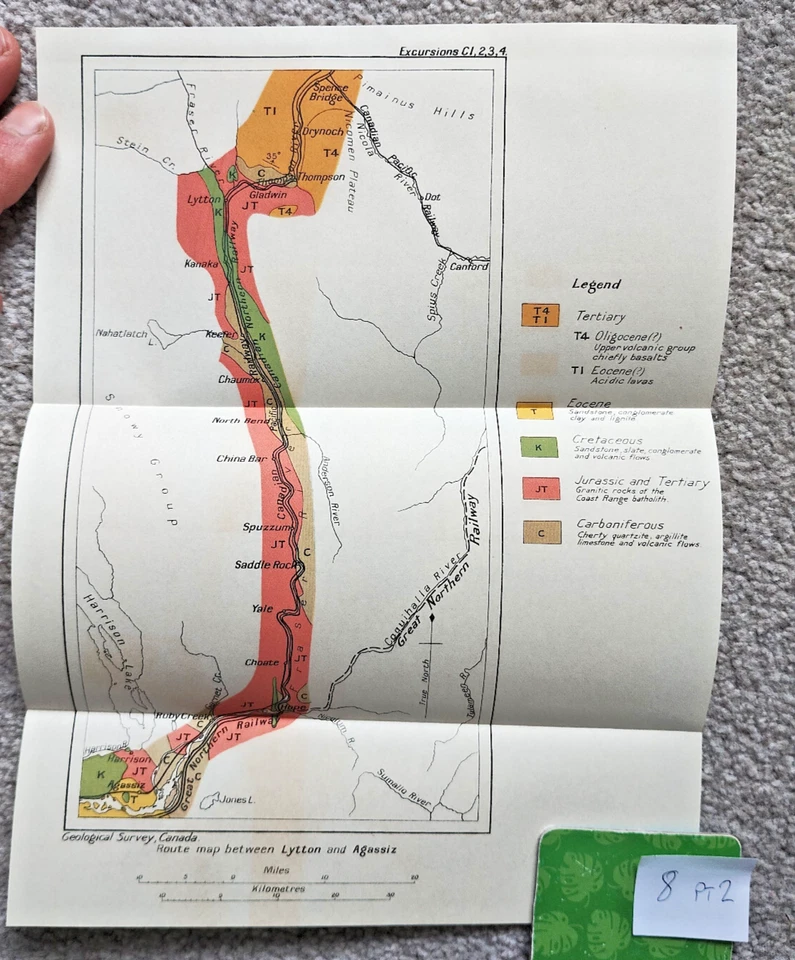 1913 Antique Geological Map of the Route between Lytton and Agassiz - Canada - Image 1 of 1