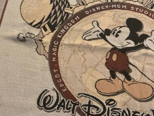 Vintage Disney World Mickey Mouse Tapestry Throw Blanket 2000 Epcot MGM Studios