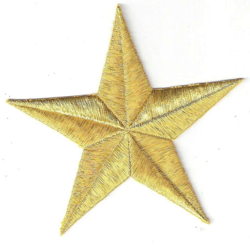 Metallic Gold Star Patch 5 pointed Embroidered Iron on Sew on 4 3/4" inches - Image 4 of 4