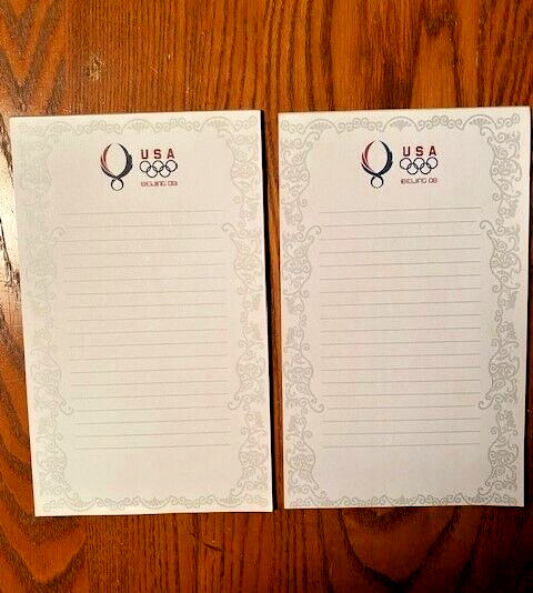 2x USA BEIJING OLYMPICS 2008  NOTE PADS 4.25x7" ADVERTISING COLLECTIBLE SOUVENIR