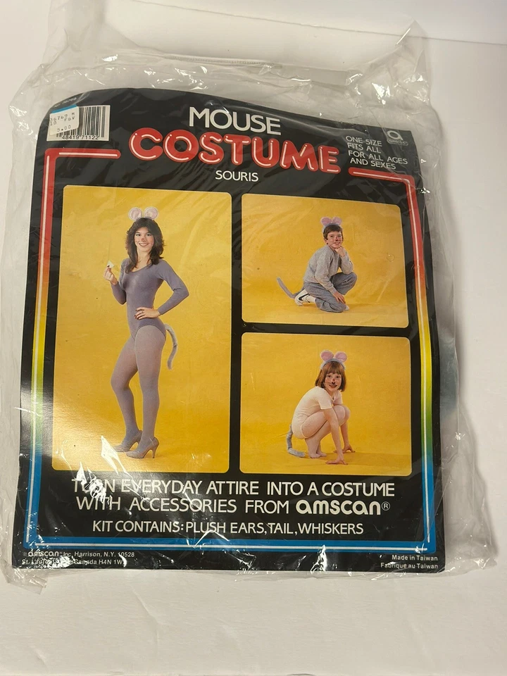 NUEVO Disfraz de Ratón Vintage Años 80 Souris Amscan Accesorios Kit Completo Foto 2 de 4